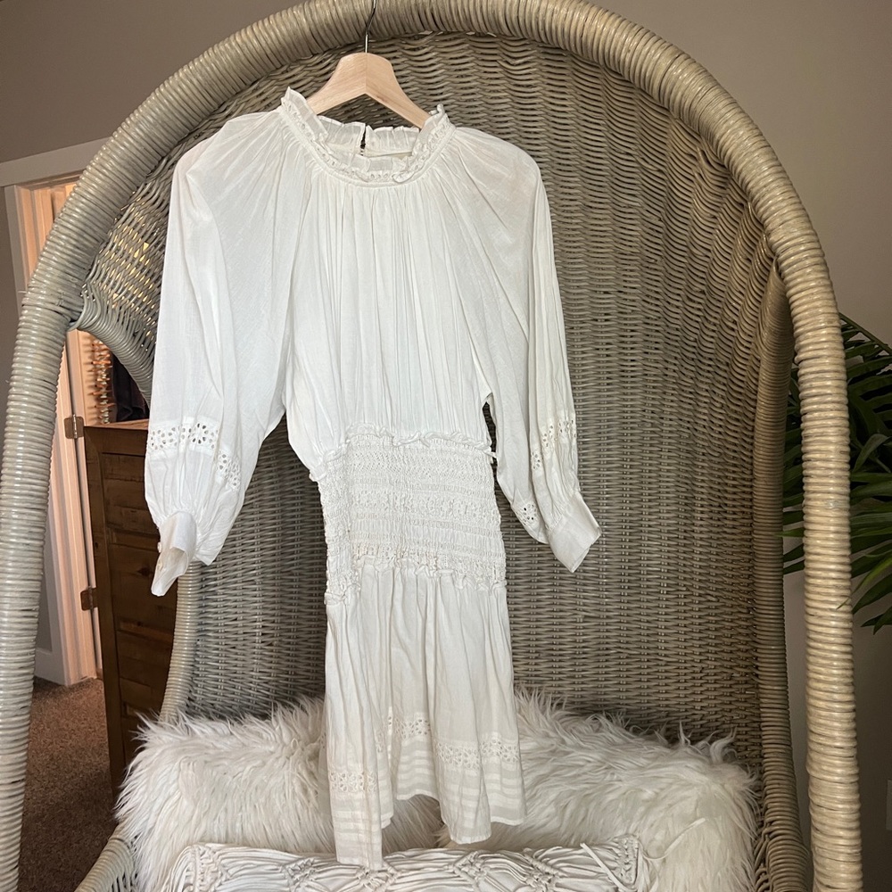 Cleobella mini dress size small in cream,  puff sleeves.